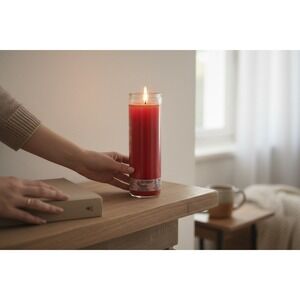 Stella Prayer Candles Set of 2 Red 6oz Glass Jar Unlit Brand New Religious Decor